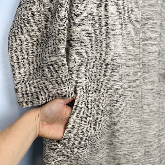 Eileen Fisher Ecru Tweed Round Neck Long Jacket 3/4 Sleeve Sz Large Minimalist - Picture 6 of 10